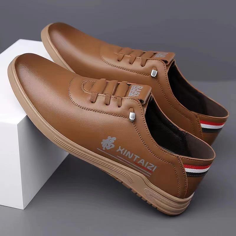 Men's Shoes Spring Trend Versatile One-pedal Lazy Business Casual Leather Shoes Soft Sole Dad Driving Shoes