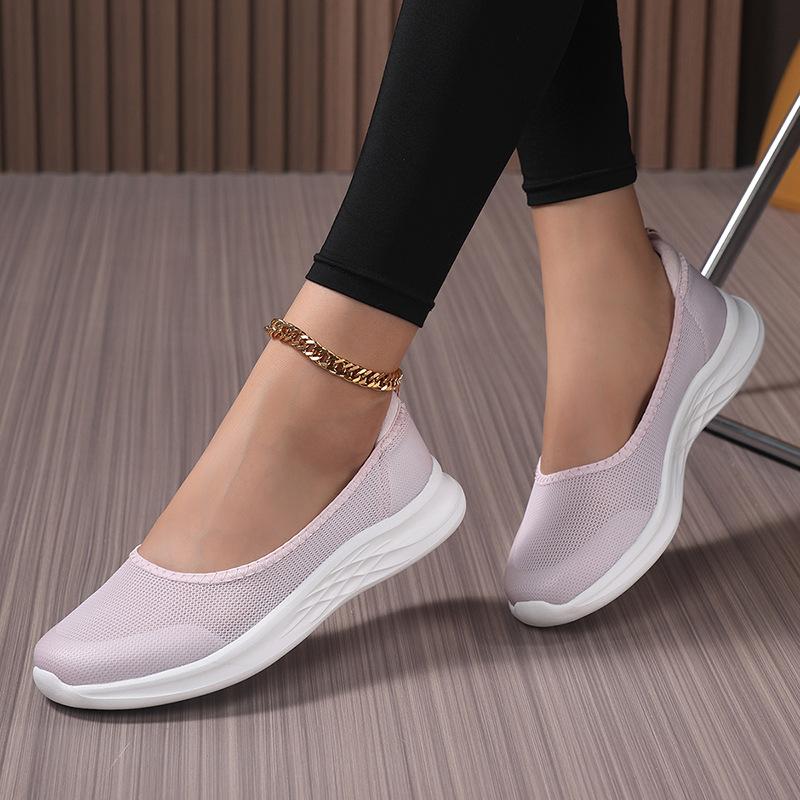 Old Beijing cloth shoes spring and autumn mesh breathable round mouth middle-aged and elderly casual walking shoes Chinese ancient flat shoes