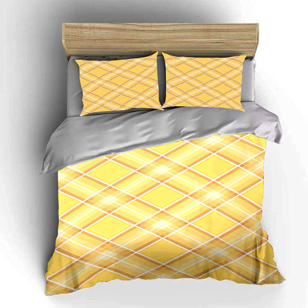 Yellow and White Plaid. Bedding Sets Duvet Cover Sets Duvet Covers Pillowcases(1 * Duvet Cover 2 * Pillowcases Without Duvet Insert)
