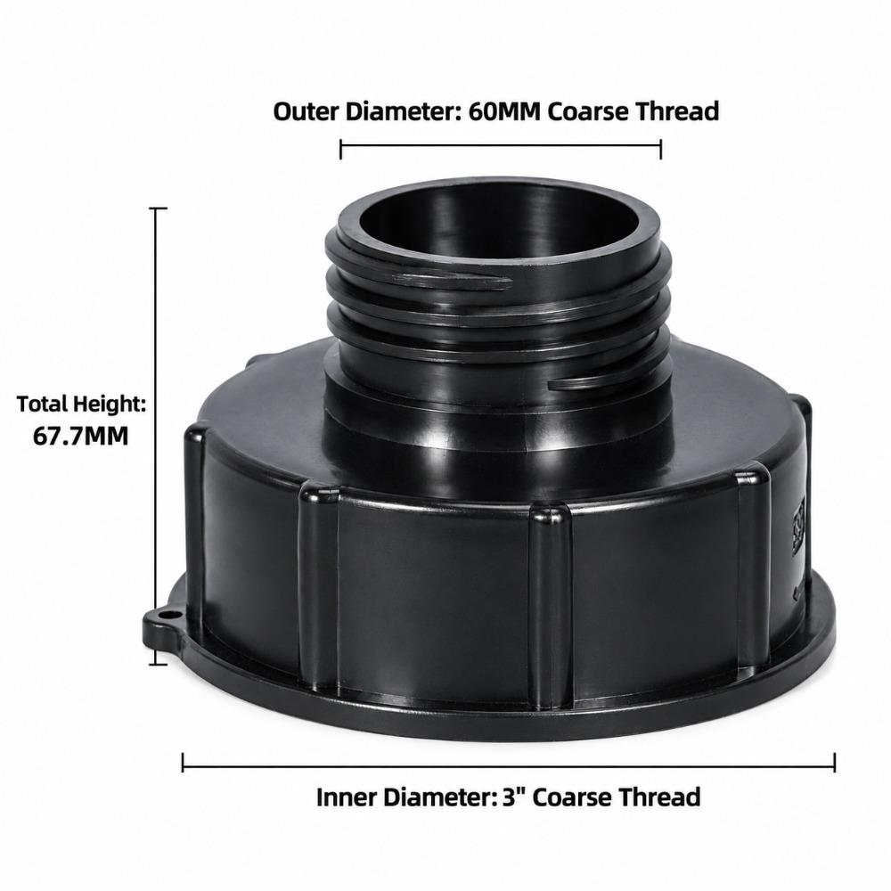 S60 Thread IBC Tank Adapter Black Barrel Connector New Tank Coupling  For IBC Water Tank