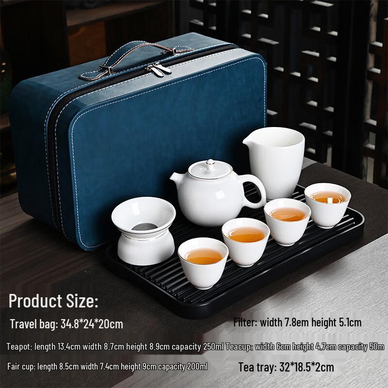 Mutton-Fat Jade Style Portable Ceramic Tea Set