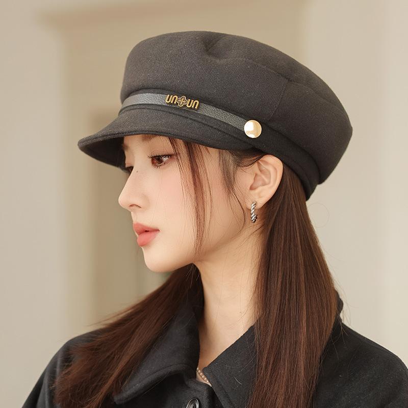 

Autumn and winter hat women s retro newsboy hat versatile beret big head circumference showing face small navy hat average size