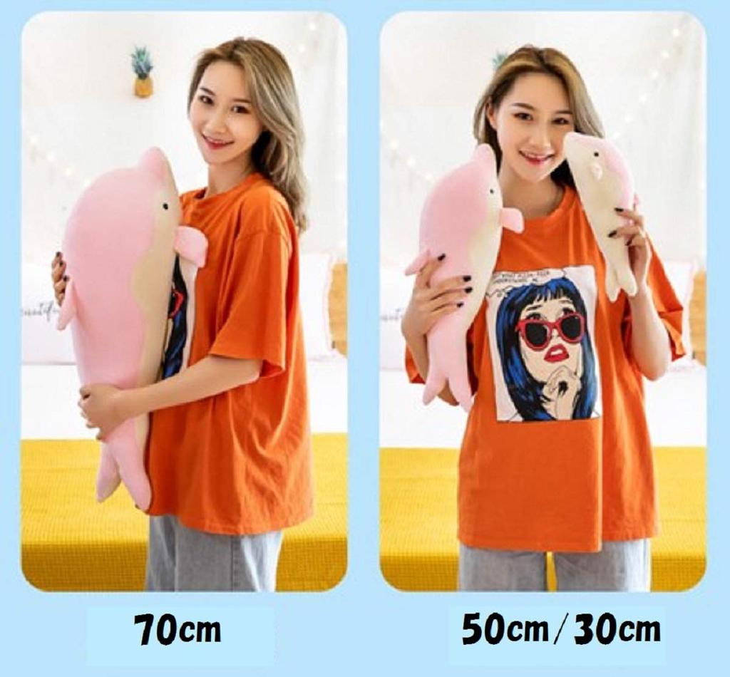 Dolphin Body Pillow - Fluffy and Snuggly, Dream of Swimming with Cute Dolphins In the Ocean (Blue, 70cm)