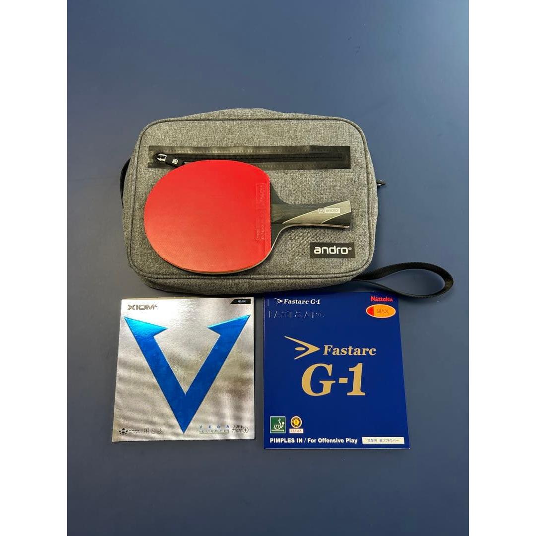 Used Andro Fastak Vega table tennis racket rubber case set complete