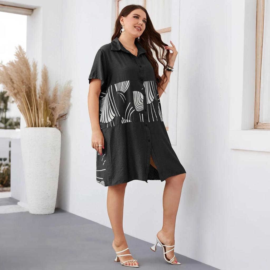 Women's Fashion Loose Large Size Long Short Sleeve Shirt Top