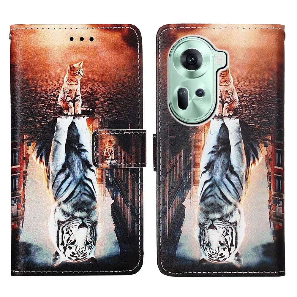 Skórzany portfel etui na OPPO A40 A60 A80 Reno 13 12 12F 12FS 9A 8T Find X8 X6 Pro X5 Lite A17 A52 A58 A78 A98 K12X Malowana okładka
