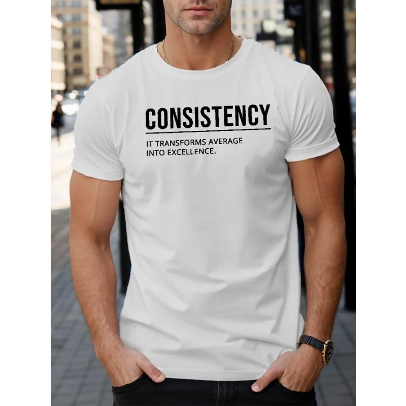 

European sizes Men s Casual CONSISTENCY Print Short Sleeve T-shirt Tops For Summer, Men s Clothes 4XL білий