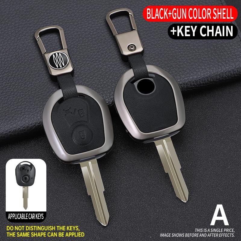 Zinc Alloy+Leather Car Remote Key Case Cover Protective Shell Fob For Ssangyong Actyon Kyron Rexton Korando Key Decoration Shell