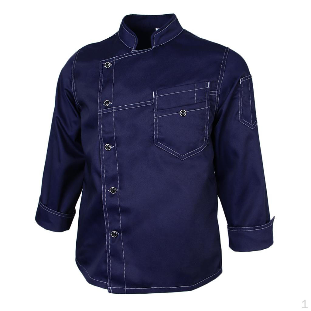 

Breathable Chef Jacket Baker Clothing Kitchen Restaurant Hotel Workwear For 2XL_Navy Blue