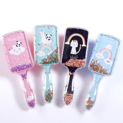 Colorful Cartoon Airbag Hairbrush - Transparent Plastic Massage Comb for Kids