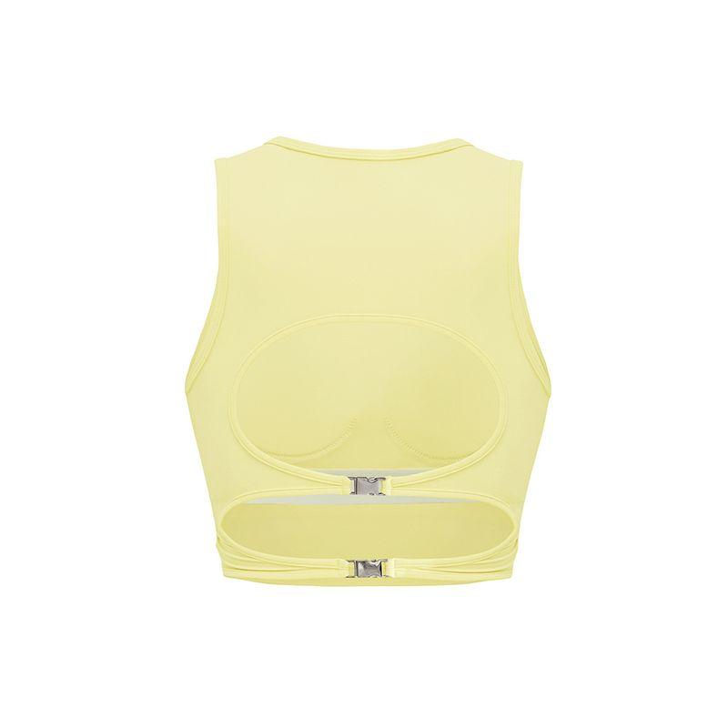 2025 With Chest Pad Yoga Vest Women Summer Sports Outer Wear Hollow out Sling Sleeveless Backless Top Sexy Gyaru