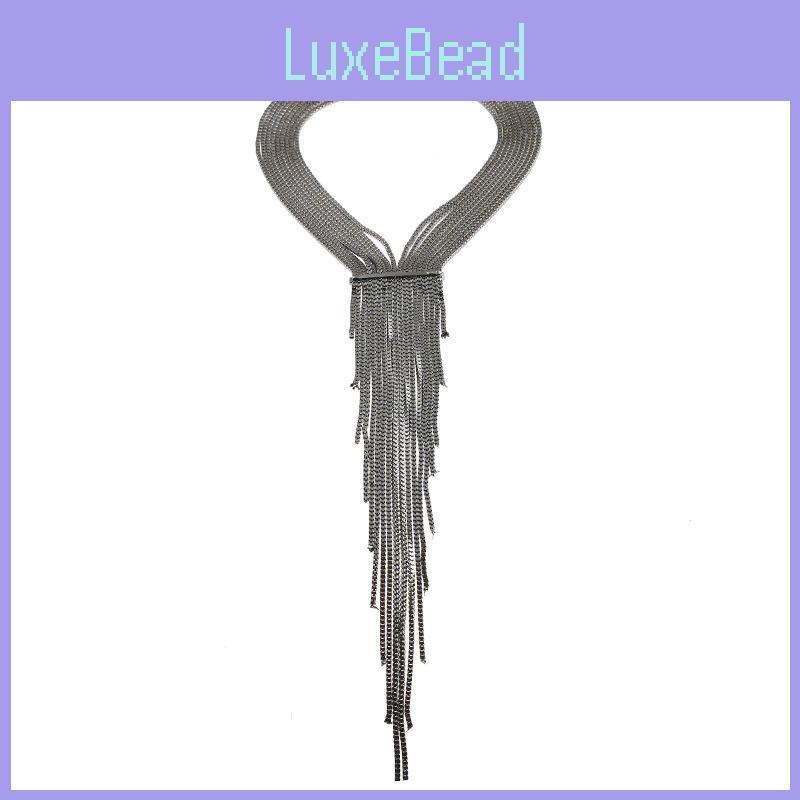 Box Chain Geometric Necklace With Rhinestones Tassels For Enthusiasts Fashion