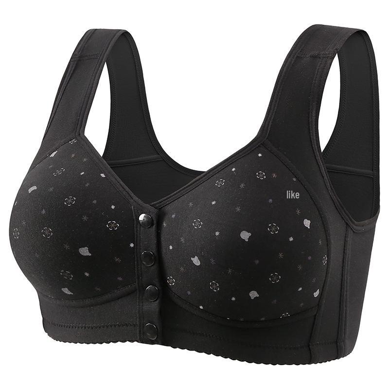 Front Buckle Cotton Bra for Middle-aged & Elderly Women - Breathable, No Underwire, Plus Size