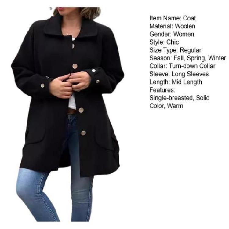 Women Solid Color Loose Single Breasted Cardigan Jacket Long Sleeve Turn Down Collar Spring Fall Coat For Dating