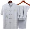 Men's Summer Short-Sleeved Shirt Set - Middle-Aged & Elderly Dad Tang Suit Style