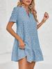 Women's Eyelet Lace Babydoll Dress Short Sleeve V Neck Flowy Summer Tunic Dress