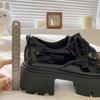 Fashion Mary Jane Summer Small Leather Shoes Women's British Style 2025 New Loafers Black Lace-up Platform Shoes