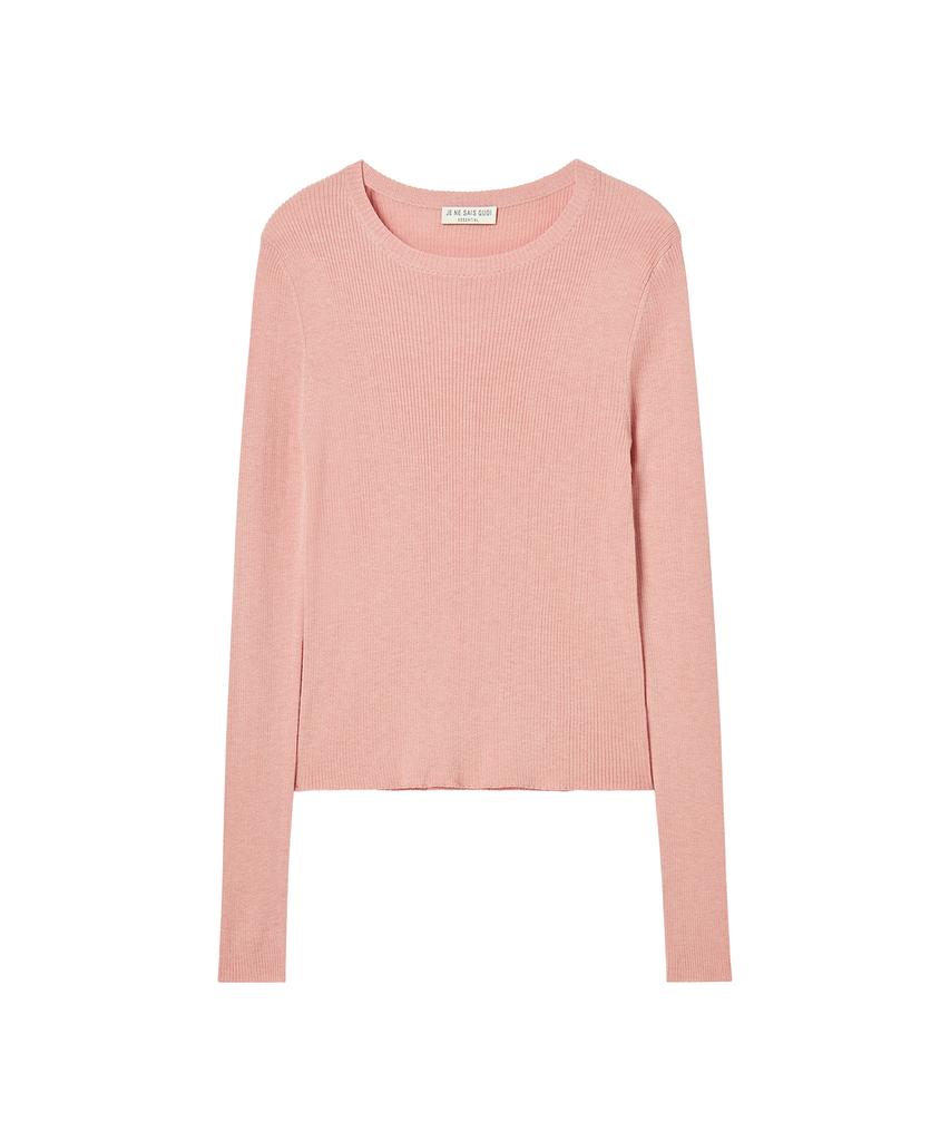 JE NE SAIS QUOI Rib Cashmere Knit + Shawl Scarf Set_ Pink