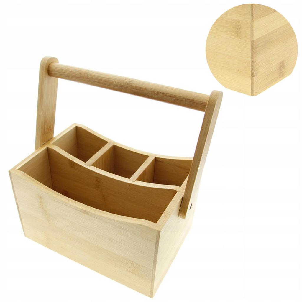 BAMBOO ORGANIZER CONTAINER BOX FOR UTENSILS