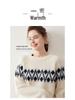 Women's Cashmere Round Neck Jacquard Sweater - Thick, Stylish, and Soft for Autumn/Winter