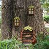 Waterproof Tree Trunk Decor 1 Set Fairy Door Windows And Lamp, Garden Accessories, Miniature Outdoor House Glow in The Dark Gnome for Yard Decoration
