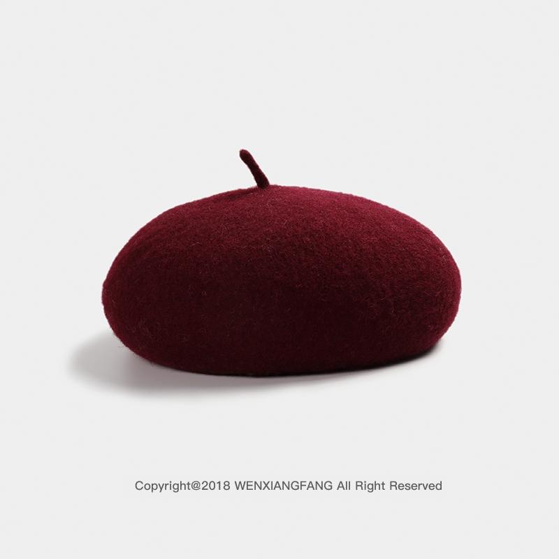 Vintage Women Girl Beret French Artist Warm Wool Winter Beanie Hat Cap Plain Beret Hats Solid Color Elegant Lady Winter Caps