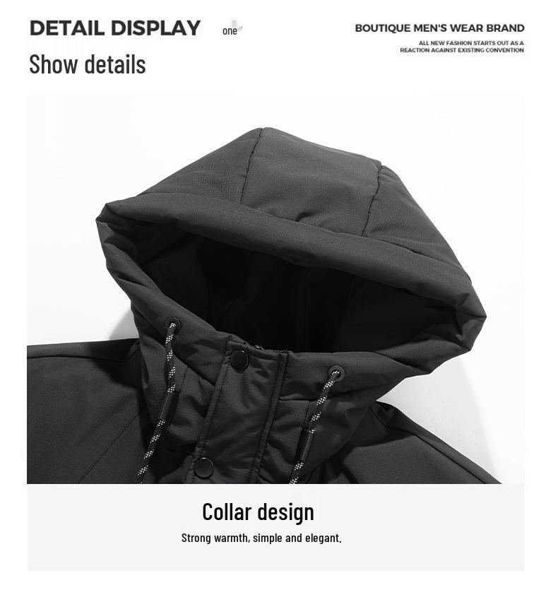 Trendy Mid-Length Winter Hooded Down Jackets: Casual, Loose, Multi-Pocket Style for Couples