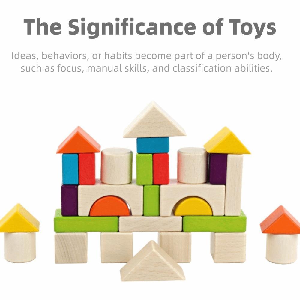 A Set Smooth Edges Wooden Block Set Safe Material Shape Recognition Toy  Young Children