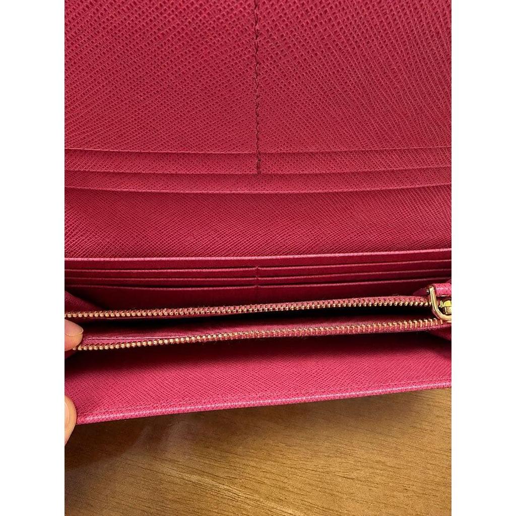 Used PRADA Saffiano Long Wallet Pink, Complete Accessories