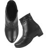 Women'S Black Ankle Boots With Side Zipper And Metal Detail Low Heel Faux Leather Booties For Everyday Comfort And Style