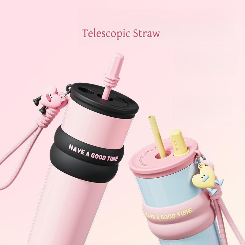 710ML Large-capacity Thermos Cup  316 Stainless Steel Accompanying Coffee Cup Children's Car Straw Water Cup