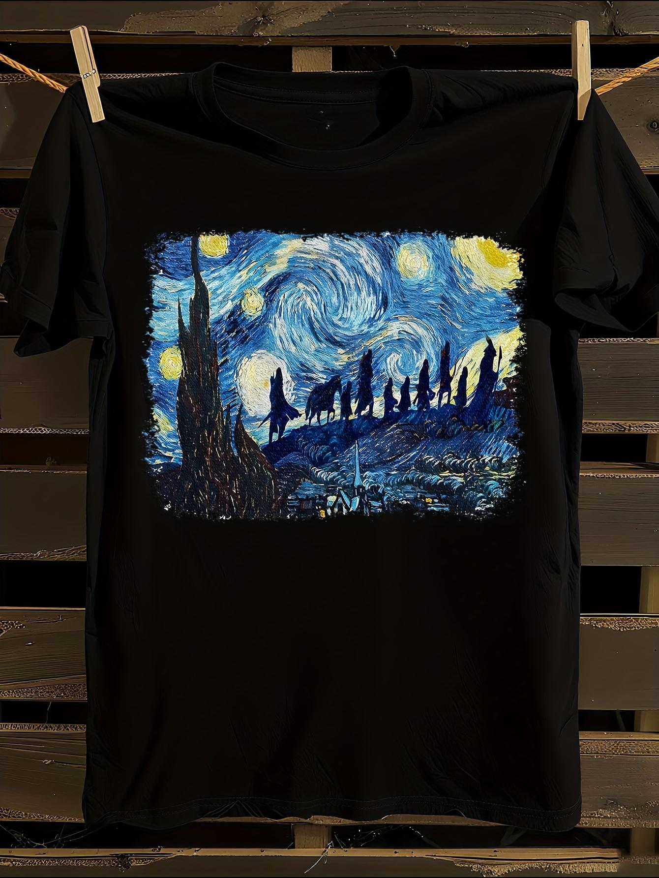 Van Gogh Starry Night Art Print Tshirt XXL