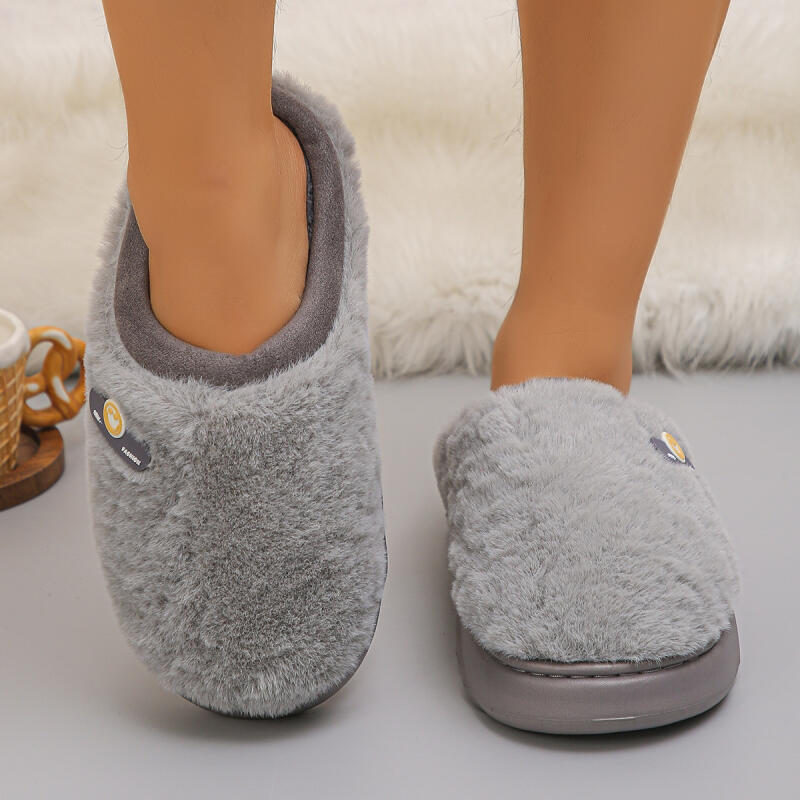 Thick Sole Plush Winter Slippers for Women Indoor House Chunky Platform Fluffy Slippers Woman Non Slip Warm Couples Cotton Shoes