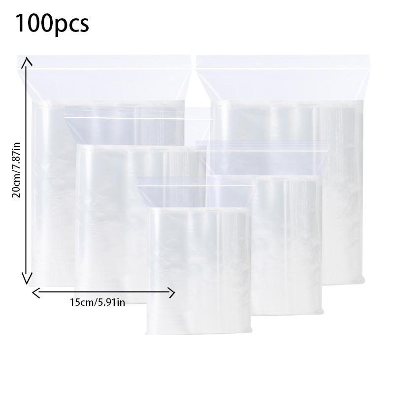 10x15cm Ziplock Bags Resealable Plastic Pouches, Thick Clear Bags for Storage 100 Pcs