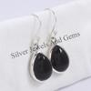 925 Sterling Silver Teardrop Black Onyx Earrings, December Birthstone