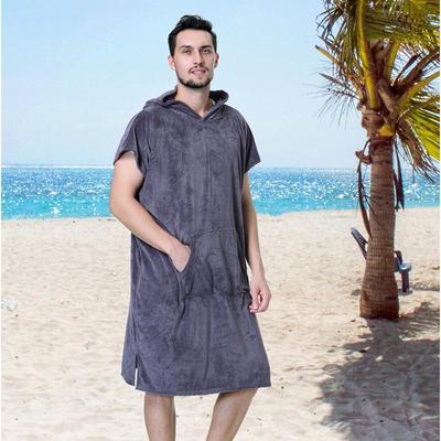 Accappatoio Poncho Unisex Asciugatura Rapida con Cappuccio da Spiaggia e Bagno - Pile di Corallo Asciugamano Cambio Surf e Nuoto