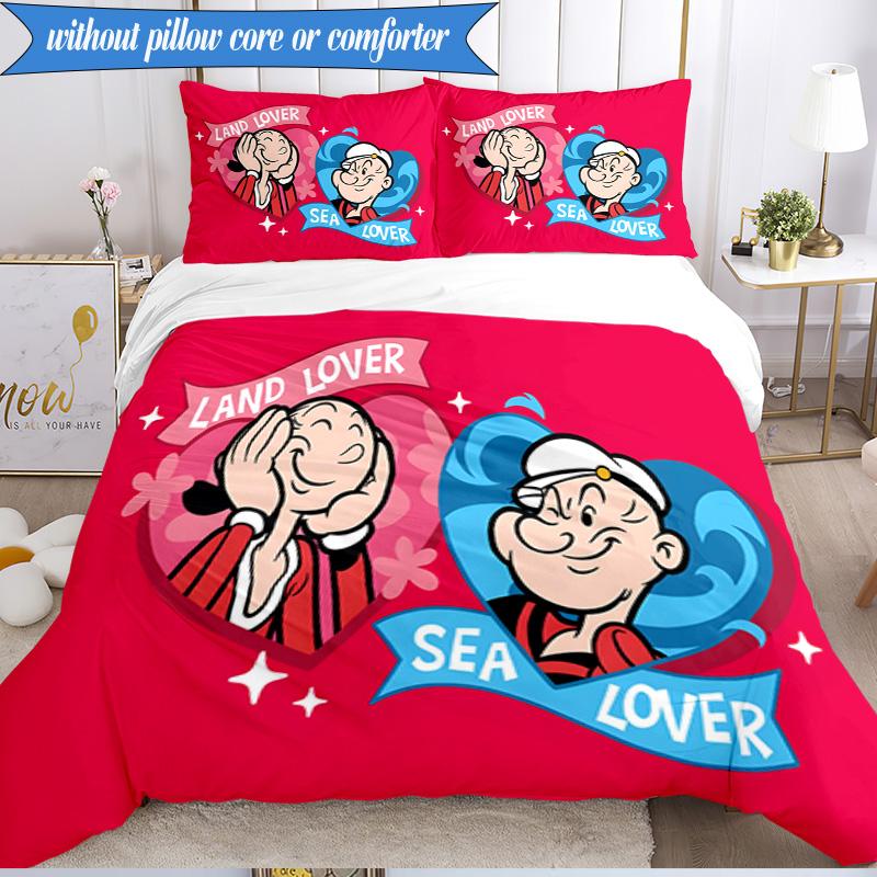 3PCS Popeye Bedding Set Duvet Cover Closure Includes 1 Duvet Cover & 2 Pillowcases for All Seasons Bedroom Decor Christmas Fan gifts