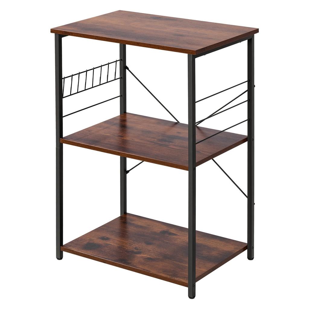 Kitchen Utility Cart, 3 Tier 60 Cm Microwave Stand Coffee Cart, Heavy Duty Storage Rack, Service Trolley On Wheels, Industrial Rolling Work Table with
