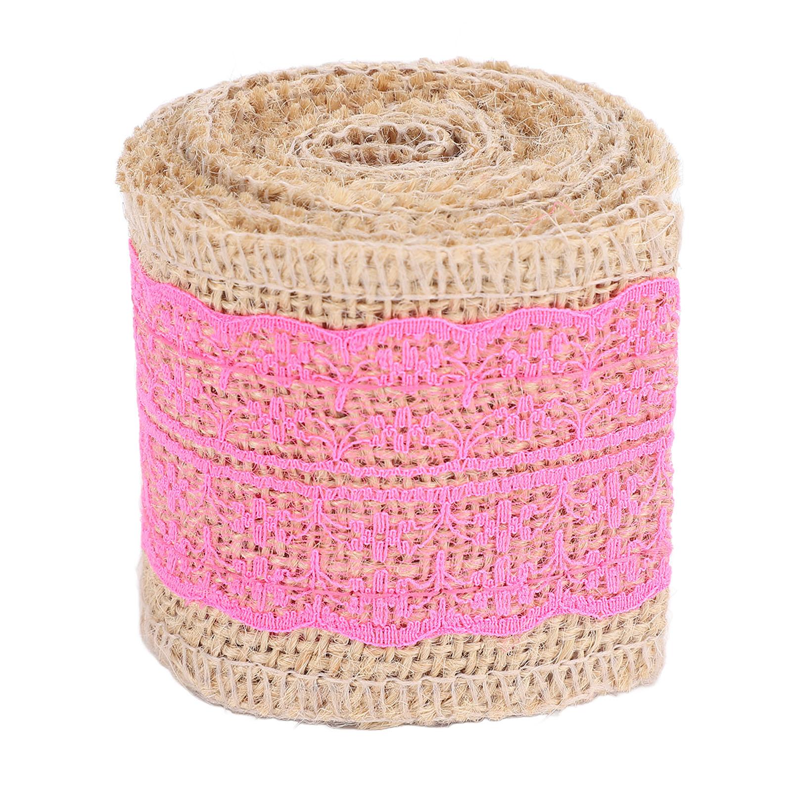 

5 Rolls Burlap Lace Ribbon Decorative Jute Burlap Ribbon Roll for Crafts Festival Decor Rose рожевий червоний колір