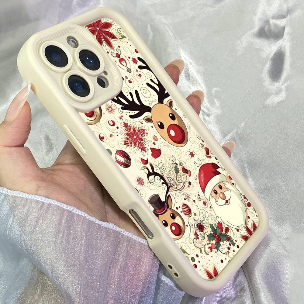 JT149 Christmas Holiday Deer for iPhone 17 16 15 Pro Max Samsung S26 S25 Ultra A17 A16 A07 A56 Xiaomi 15T Redmi 15c Note 14 Soft TPU Case