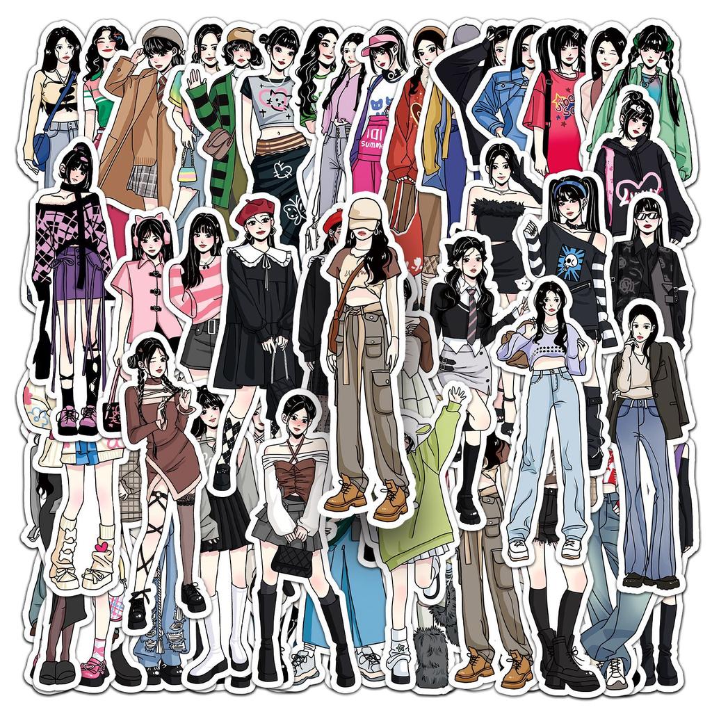 50 Outfits Graffiti Personalized Cartoon Fashionable Characters Guka Decorative Mobile Phone Case Suitcase Stickers Waterproof