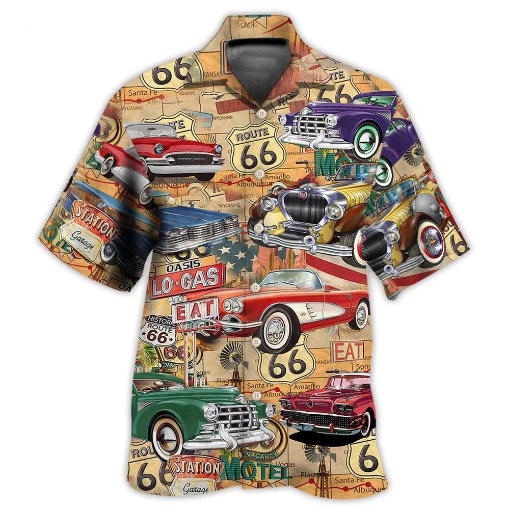 Hawaiian Men Shirt 3D Car Print Short Sleeve Blouse Summer Beach Vacation Single Breasted Fashion Lapel Men's Clothing