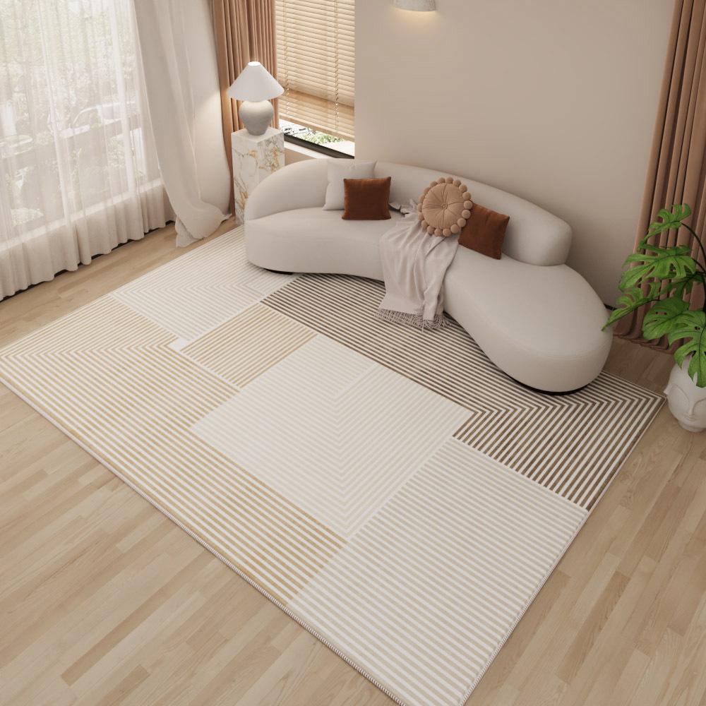 Modern Simple Cream Velvet Loop Carpet - Non-Slip Rug for Living Room, Porch, Bedroom, or Bedside