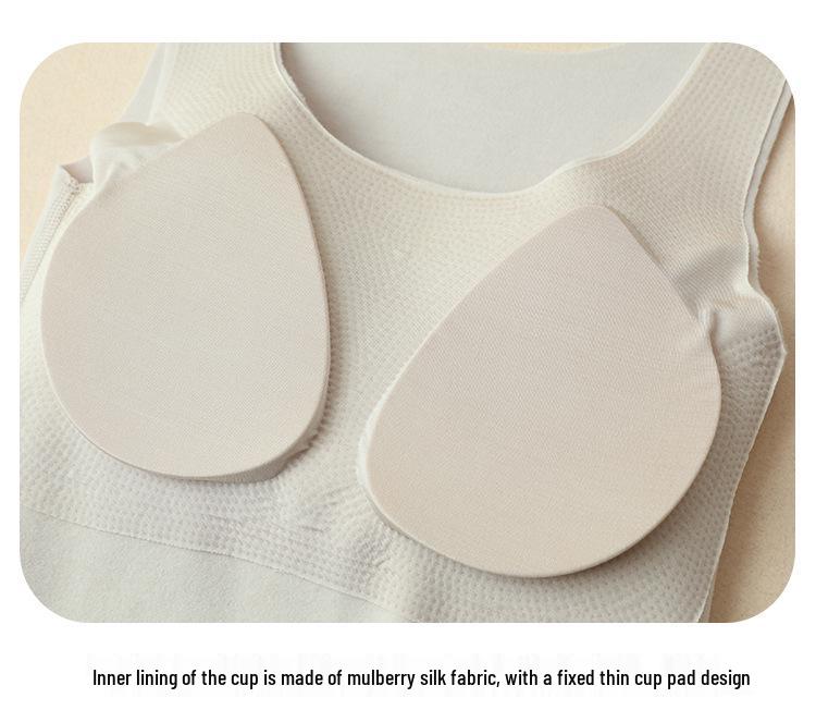 Women's Seamless Mulberry Silk Warm Bra Vest with Chest Pads - Autumn/Winter Base Layer