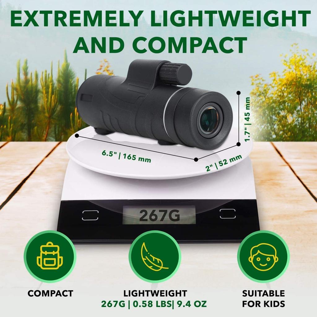 STARSCOPE Field of View Monocular Smart Portable Waterproof Shockproof Telescope with Tripod Handheld Telescope with BAK4 Prism Pocket Telescope for