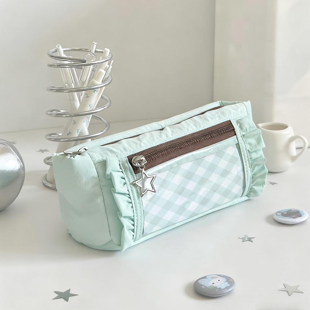 Large Capacity Pen Bag Transparent Window Stationery Storage Pouch Special Design Pencil Case DIY