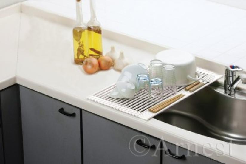 Silicone L Size X 35 Unfold Only When In Use Roll-up Drainer, White, (58 Cm) /