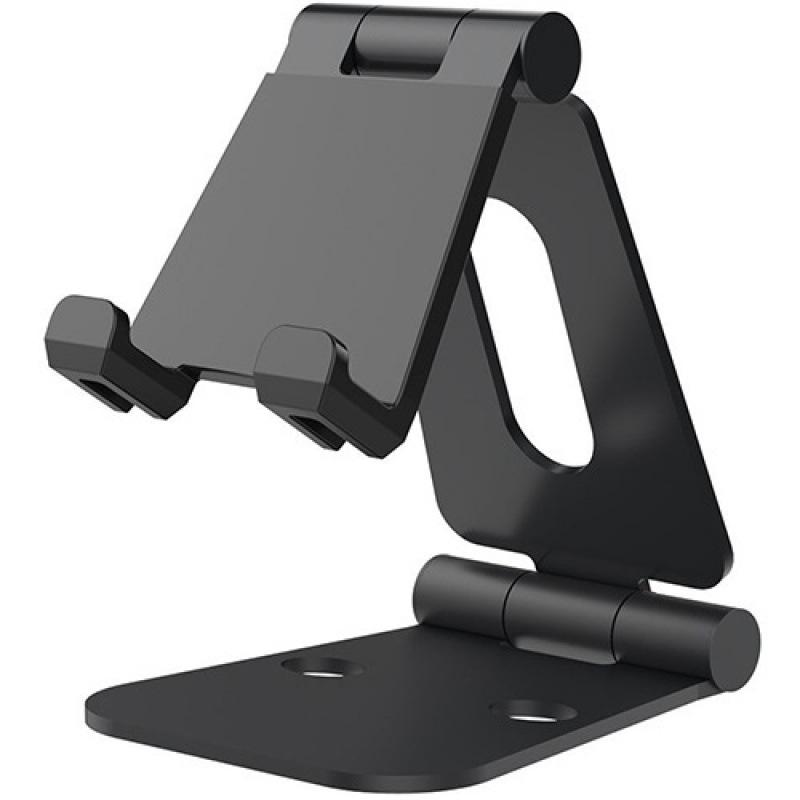 Mobile Phone & Tablet Desktop Holder: Adjustable Double-Fold Aluminum Stand чёрный