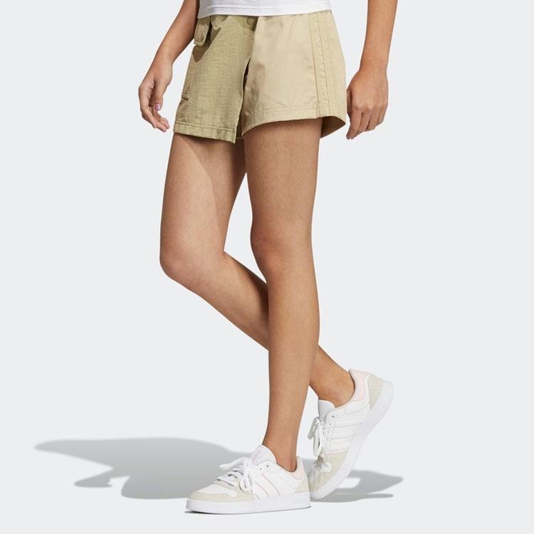 Adidas Neo Solid Color Snap Button Striped Sport Casual Shorts Skirt Women Bottoms Prairie-Brown HE4626