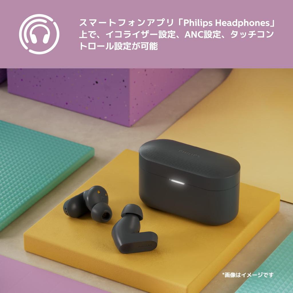Philips TAT3509 True Wireless Earphones Hybrid Active Noise Cancelling Up to -40dB Bluetooth 5.3 AAC IPX4 Water Resistance Gray